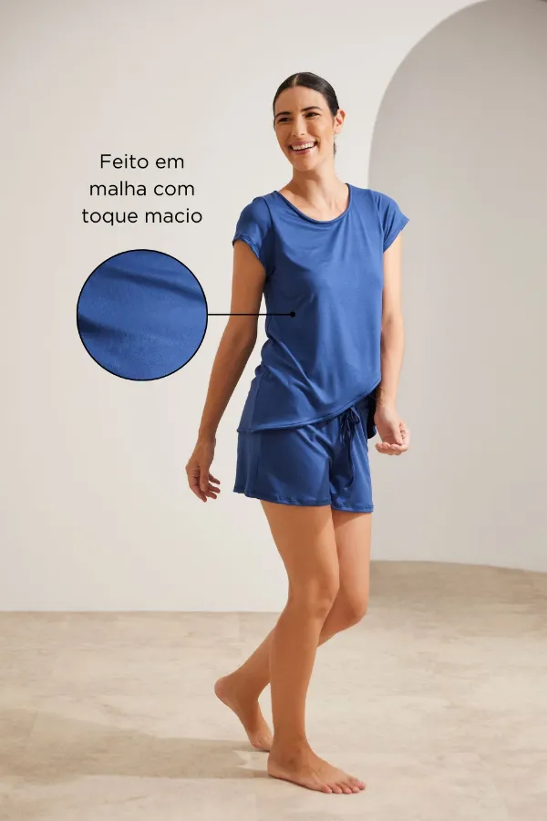 SHORT DOLL MALHA NUVEM GRAVIDEZ E AMAMENTAÇÃO MARINHO - Imagem 2