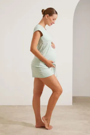 SHORT DOLL MALHA NUVEM GRAVIDEZ E AMAMENTAÇÃO VERDE MENTA - Imagem 1