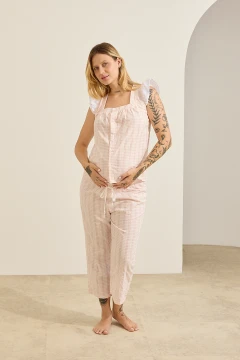 PIJAMA GESTANTE E AMAMENTAÇÃO DE ALGODÃO COM LAISE