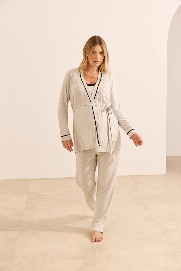 PIJAMA MATERNIDADE 3 PEÇAS FECHO CLICK MESCLA - Imagem 1