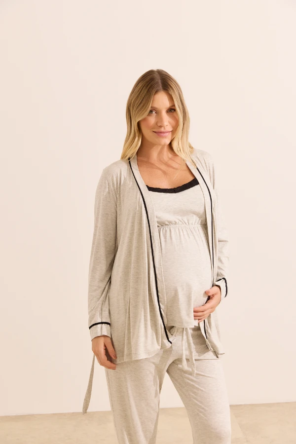 PIJAMA MATERNIDADE 3 PEÇAS FECHO CLICK MESCLA - Imagem 2