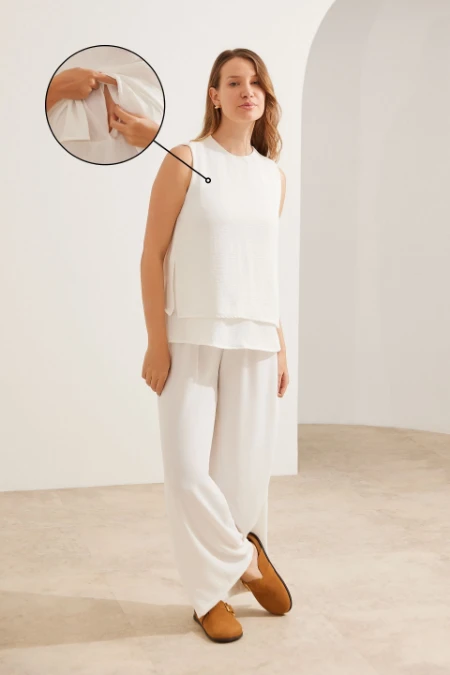 REGATA CLÁSSICA GESTANTE E AMAMENTAÇÃO OFF WHITE