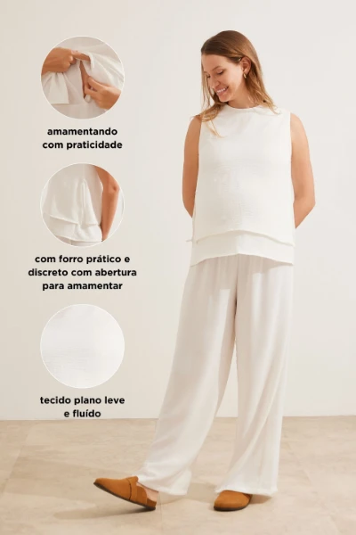 REGATA CLÁSSICA GESTANTE E AMAMENTAÇÃO OFF WHITE - Imagem 2