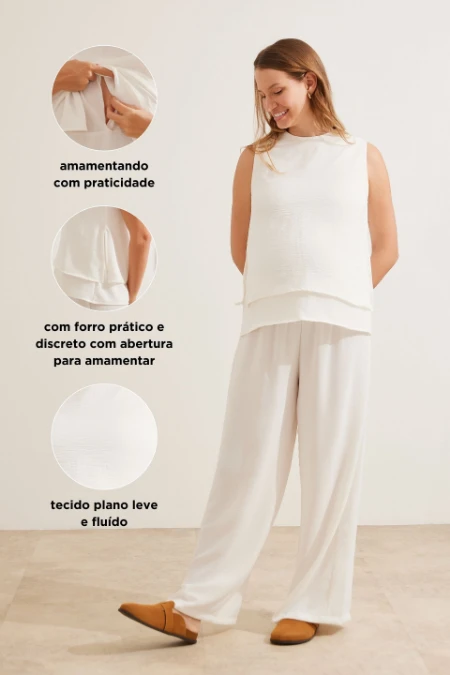 REGATA CLÁSSICA GESTANTE E AMAMENTAÇÃO OFF WHITE