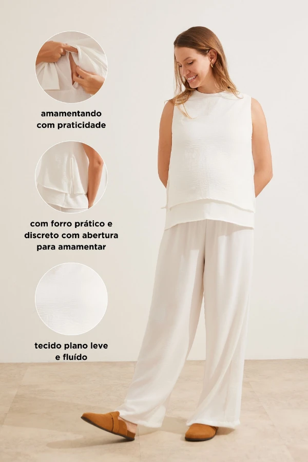 REGATA CLÁSSICA GESTANTE E AMAMENTAÇÃO OFF WHITE - Imagem 2