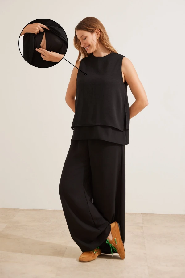 REGATA CLÁSSICA GESTANTE E AMAMENTAÇÃO PRETO - Imagem 1