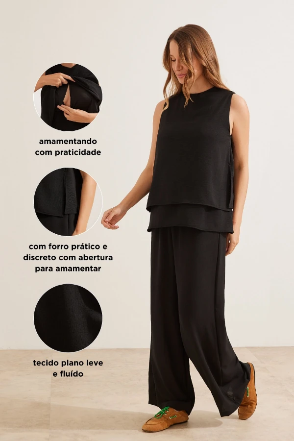 REGATA CLÁSSICA GESTANTE E AMAMENTAÇÃO PRETO - Imagem 2