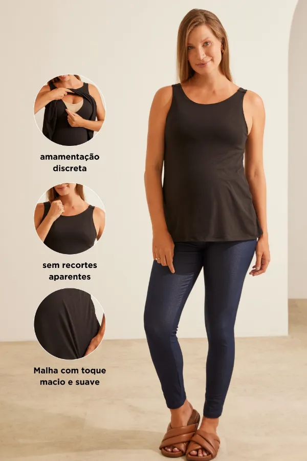 REGATA DETALHE OCULTO DE AMAMENTAÇÃO PRETO - Imagem 2