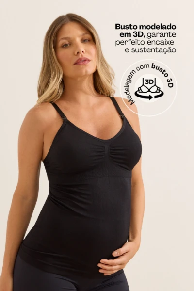 REGATA SEM COSTURA SEAMLESS BOJO REMOVÍVEL PRETO - Imagem 2