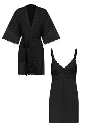 KIT ROBE E CAMISOLA MATERNIDADE POLIAMIDA CURTA - Imagem 2
