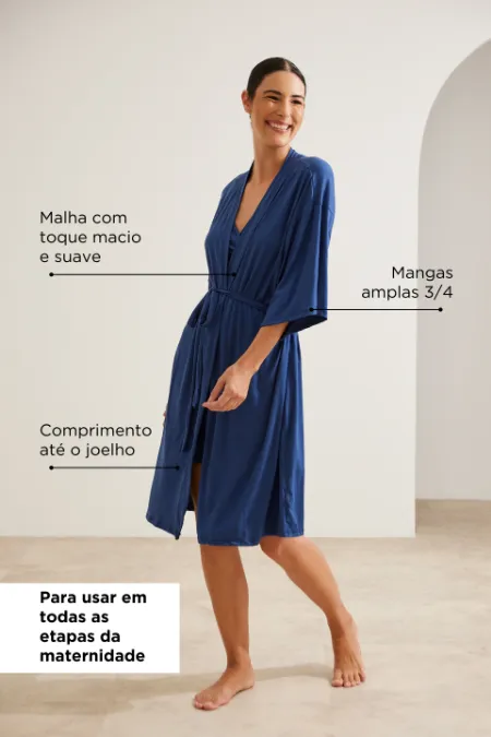 ROBE MALHA NUVEM MATERNIDADE MARINHO