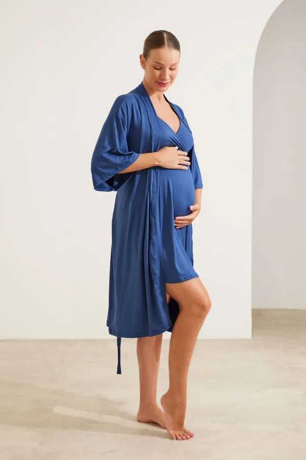 ROBE MALHA NUVEM MATERNIDADE MARINHO - Imagem 2