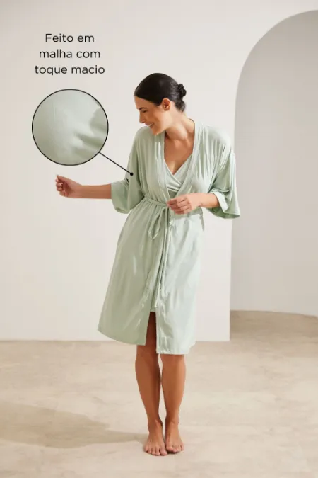 ROBE MALHA NUVEM MATERNIDADE VERDE MENTA