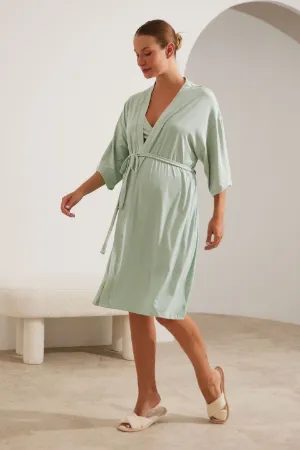 ROBE MALHA NUVEM MATERNIDADE VERDE MENTA - Imagem 1