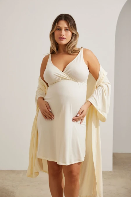 ROBE MALHA NUVEM MATERNIDADE OFF WHITE