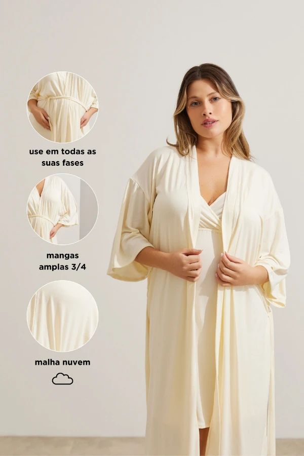 ROBE MALHA NUVEM MATERNIDADE OFF WHITE - Imagem 2