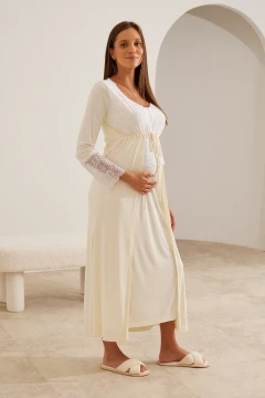 ROBE MATERNIDADE LONGO POLIAMIDA E RENDA
