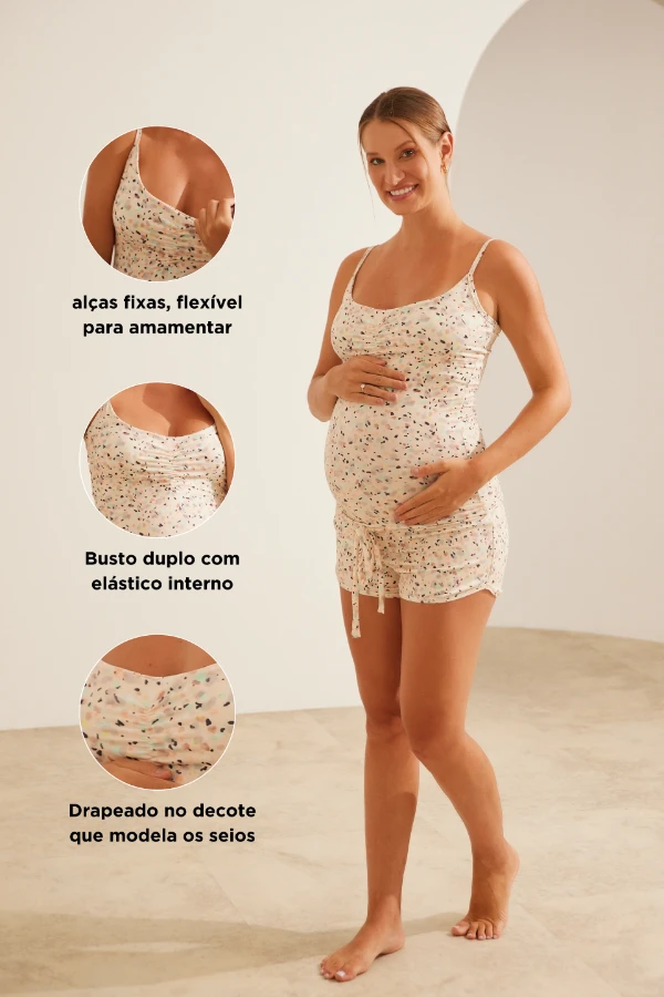 SHORT DOLL BÁSICO GESTANTE E AMAMENTAÇÃO  GRANULADO - Imagem 2