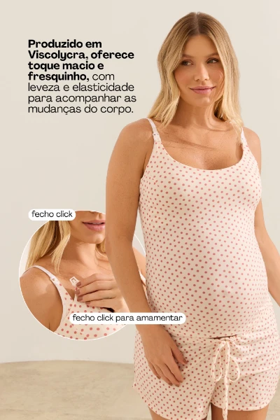 SHORT DOLL MALHA VISCOLYCRA E FECHO CLICK GESTANTE E AMAMENTAÇÃO POA SALMAO - Imagem 2