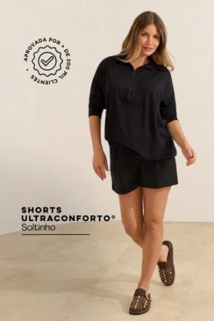 SHORTS ULTRACONFORTO® SOLTINHO GESTANTE E PÓS-PARTO PRETO - Imagem 1
