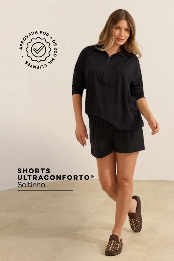 SHORTS ULTRACONFORTO®  SOLTINHO GESTANTE E PÓS-PARTO PRETO - Imagem 1
