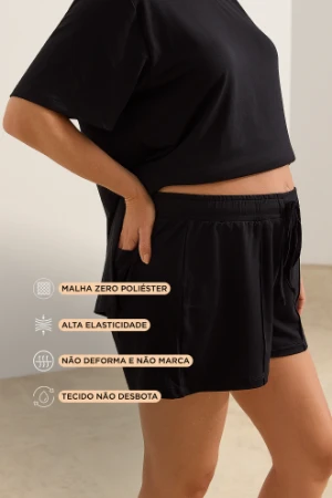 SHORTS ULTRACONFORTO® SOLTINHO GESTANTE E PÓS-PARTO PRETO - Imagem 2