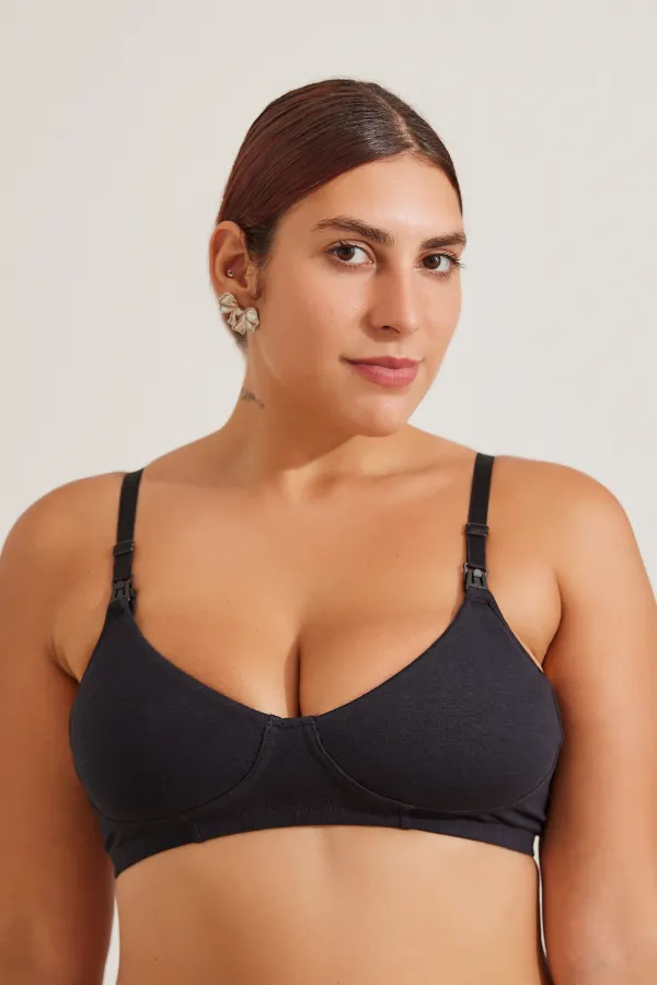 SUTIÃ AMAMENTAÇÃO FÁCIL ALGODÃO PREMIUM PRETO - Imagem 1