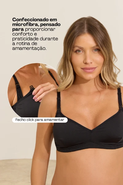 SUTIÃ MICROFIBRA BÁSICO AMAMENTAÇÃO PRETO - Imagem 2