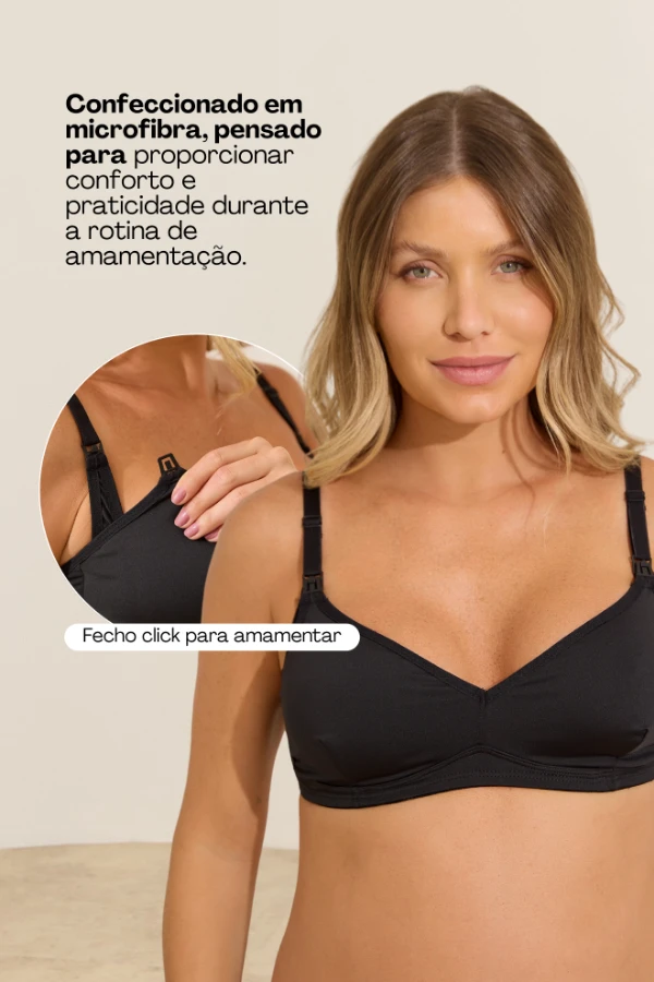 SUTIÃ MICROFIBRA BÁSICO AMAMENTAÇÃO PRETO - Imagem 2