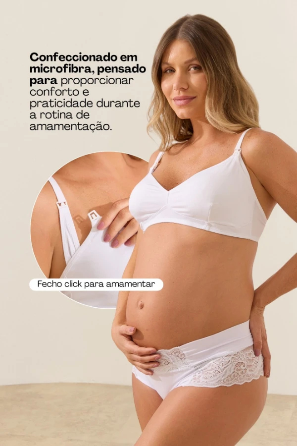 SUTIÃ MICROFIBRA BÁSICO AMAMENTAÇÃO BRANCO - Imagem 2