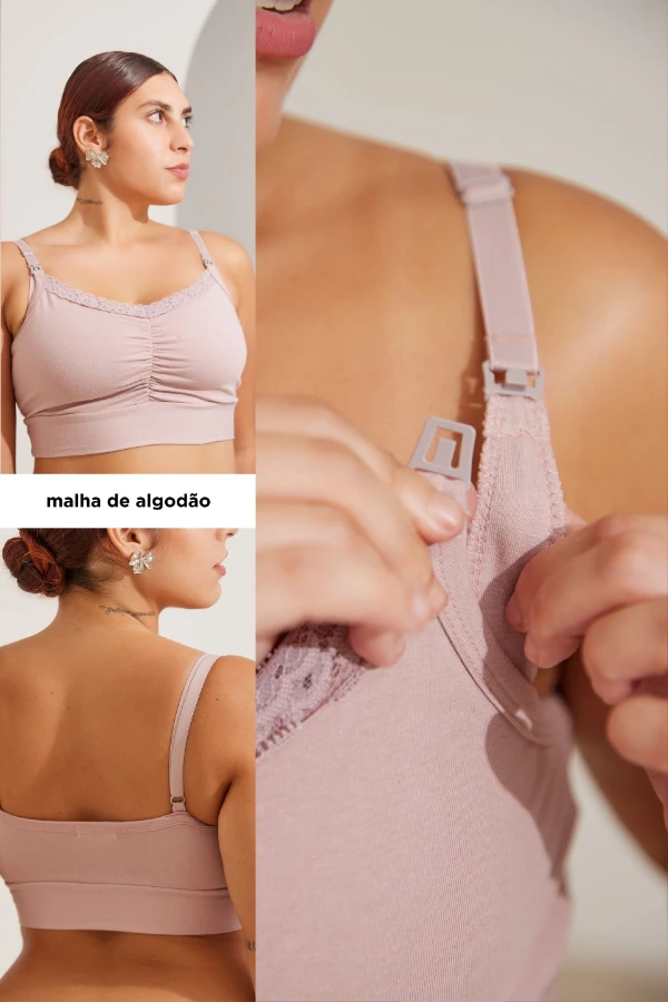 TOP ALGODÃO BÁSICO PARA AMAMENTAR  ROSA CHA - Imagem 1