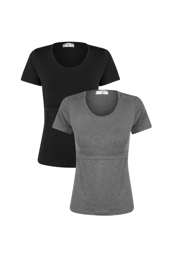 KIT 2 T-SHIRTS GESTANTE E AMAMENTAÇÃO  - Imagem 1