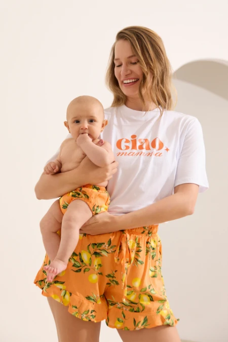 TAPA FRALDA BEBÊ LARANJA ESTAMPADO