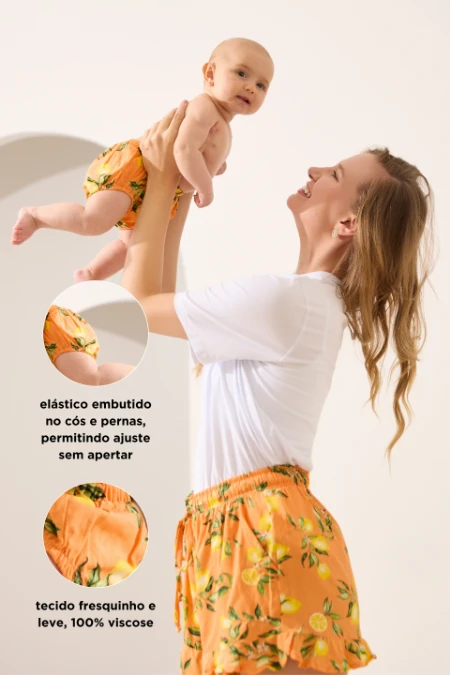 TAPA FRALDA BEBÊ LARANJA ESTAMPADO