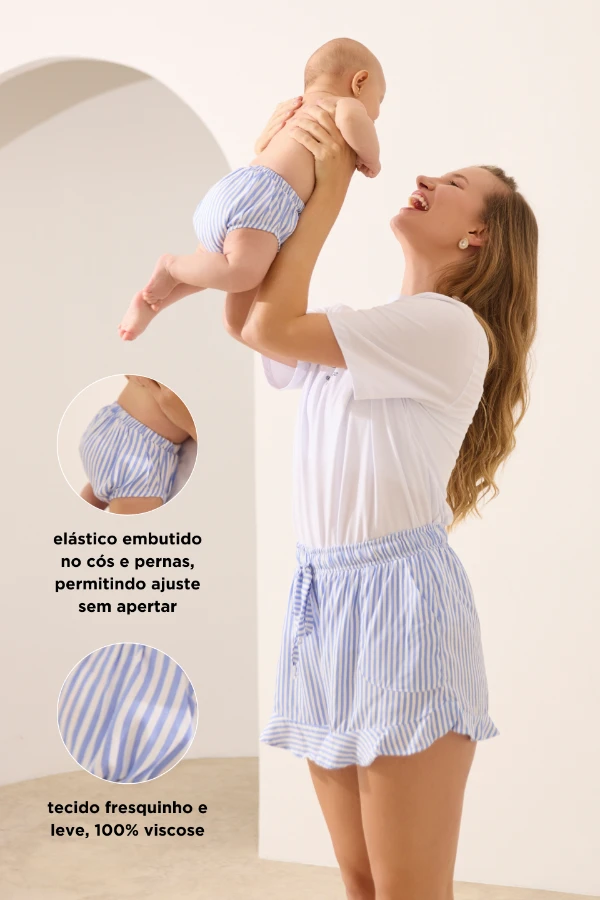 TAPA FRALDA BEBÊ LISTRADO AZUL CLARO - Imagem 2