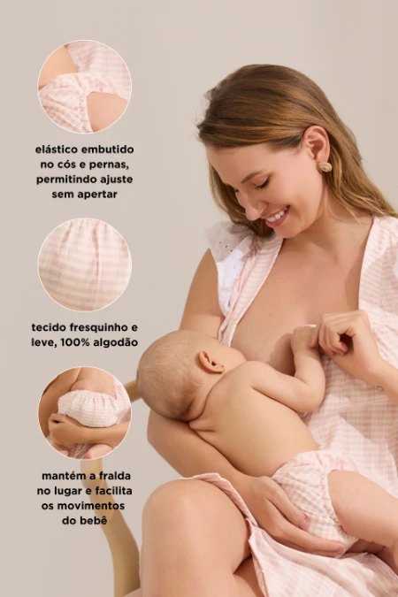 TAPA FRALDA BEBÊ LISTRADO OFF E ROSA