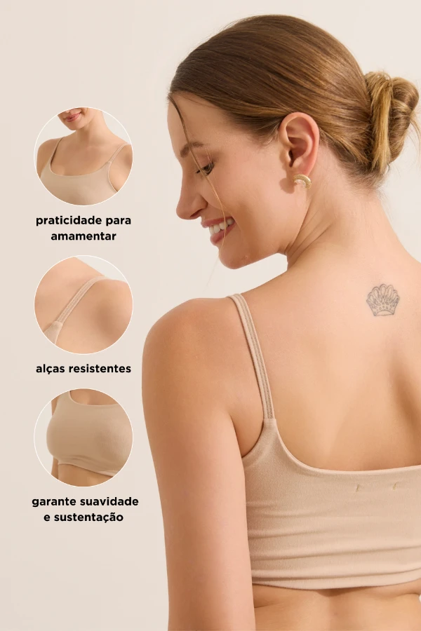 TOP AMAMENTAÇÃO DE ALGODÃO CONFORTO MÁXIMO CHOCOLATE - Imagem 2