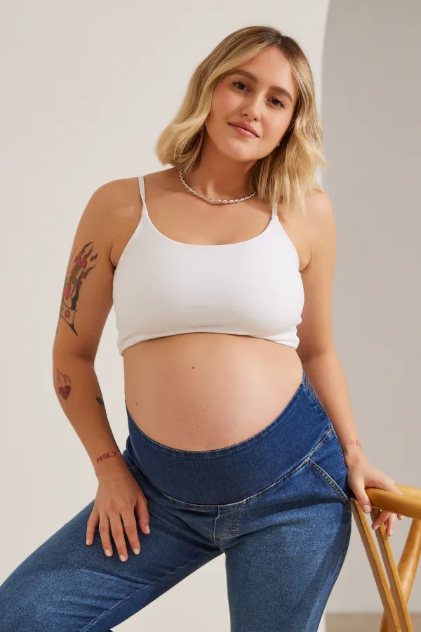 TOP AMAMENTAÇÃO DE ALGODÃO CONFORTO MÁXIMO BRANCO