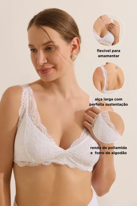 TOP MATERNIDADE DE RENDA FLEXÍVEL BRANCO