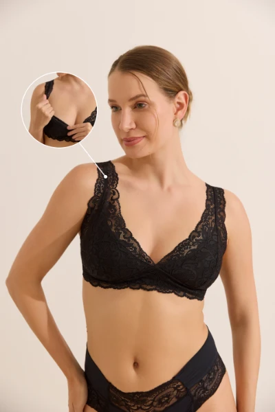 TOP MATERNIDADE DE RENDA FLEXÍVEL PRETO - Imagem 1