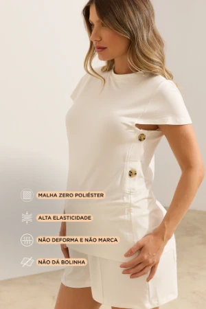 BLUSA ULTRACONFORTO® COM BOTÕES LATERAIS OFF WHITE - Imagem 2