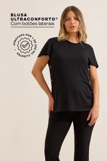 BLUSA ULTRACONFORTO® COM BOTÕES LATERAIS