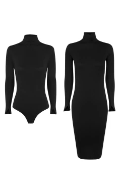 KIT BODY BÁSICO GOLA ALTA E VESTIDO BÁSICO GOLA ALTA