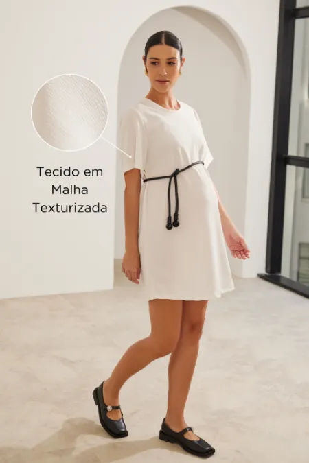 VESTIDO GESTANTE LINHA A OFF WHITE