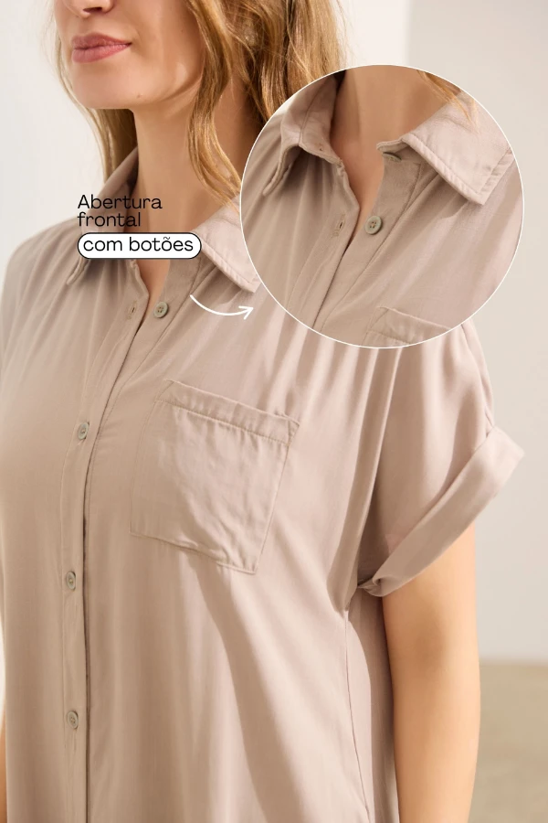 VESTIDO CAMISÃO COOL EM VISCOSE GESTANTE E AMAMENTAÇÃO CINZA - Imagem 2