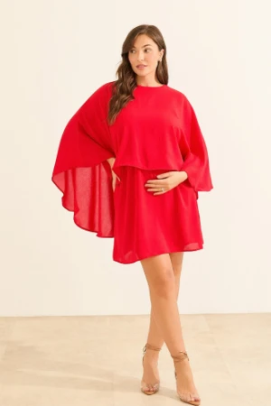 VESTIDO CAPA GESTANTE E AMAMENTAÇÃO VERMELHO - Imagem 1