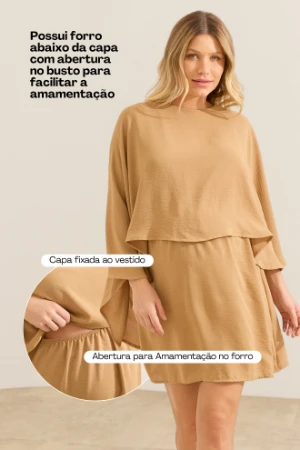 VESTIDO CAPA GESTANTE E AMAMENTAÇÃO CAQUI - Imagem 2
