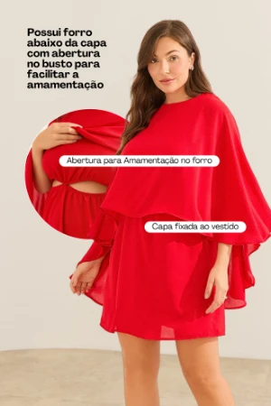 VESTIDO CAPA GESTANTE E AMAMENTAÇÃO VERMELHO - Imagem 2