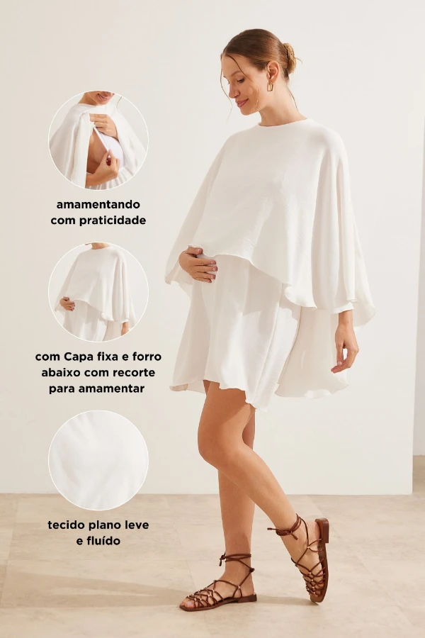 VESTIDO CAPA GESTANTE E AMAMENTAÇÃO OFF WHITE - Imagem 2