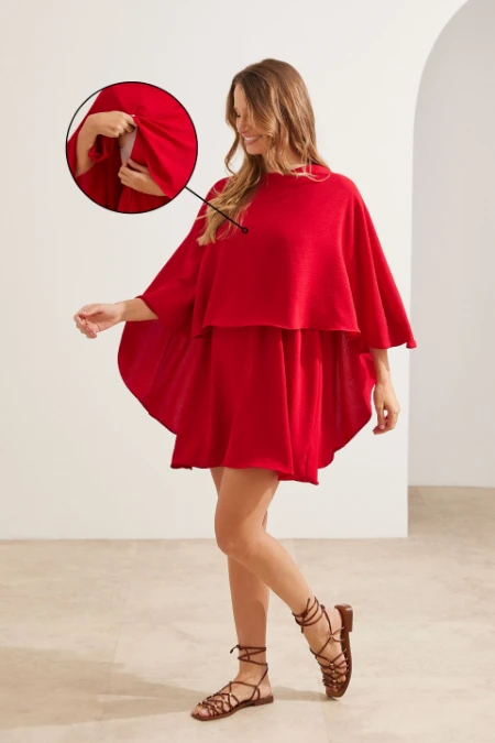 VESTIDO CAPA GESTANTE E AMAMENTAÇÃO VERMELHO